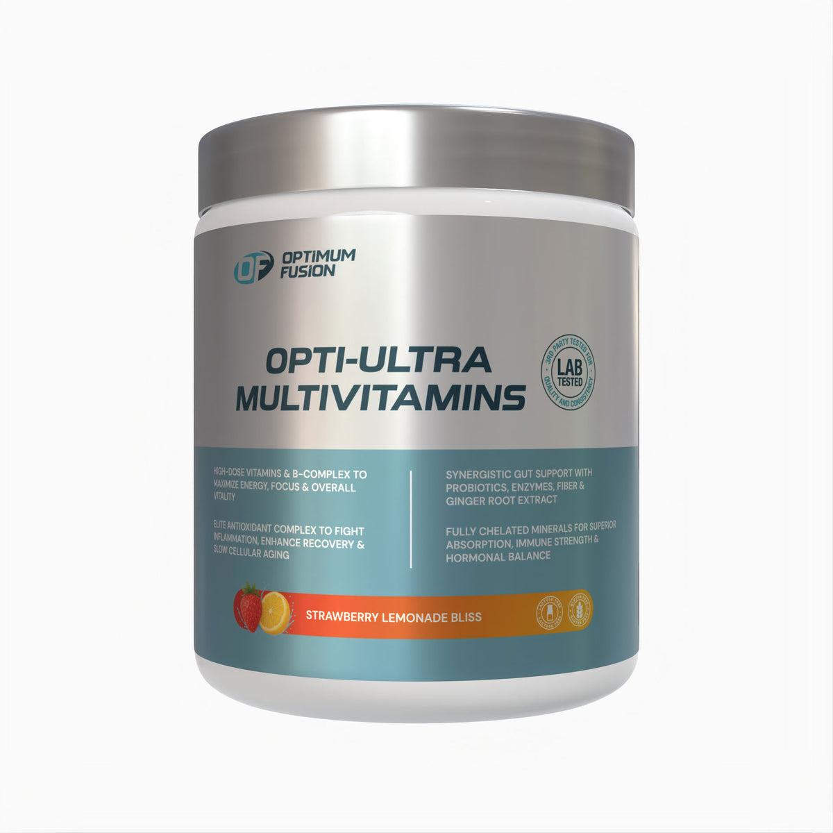 Optimum Fusion Opti-Ultra multivitamin tub – Strawberry Lemonade Bliss