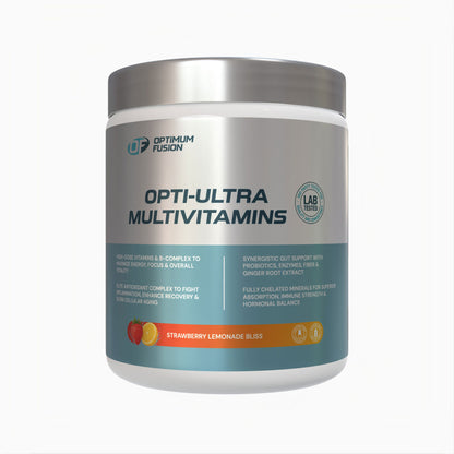 Optimum Fusion Opti-Ultra multivitamin tub – Strawberry Lemonade Bliss